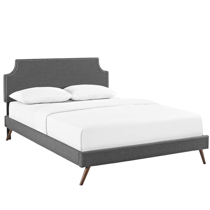 Laura Full Fabric Platform Bed with Round Splayed Legs 5674-GRY