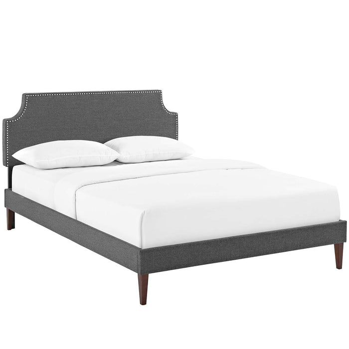 Laura Full Fabric Platform Bed with Squared Tapered Legs 5676-GRY