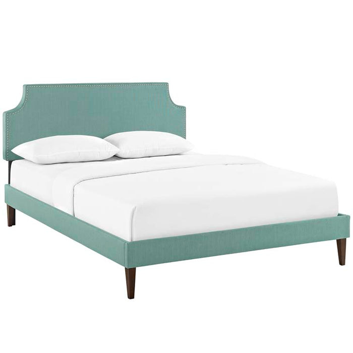 Laura Full Fabric Platform Bed with Squared Tapered Legs 5676-LAG