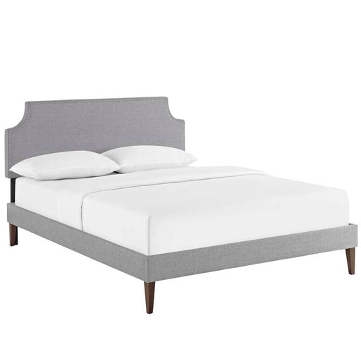 Laura Full Fabric Platform Bed with Squared Tapered Legs 5676-LGR