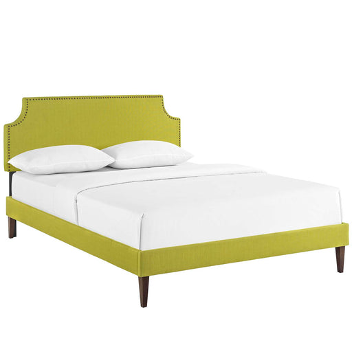 Laura Full Fabric Platform Bed with Squared Tapered Legs 5676-WHE