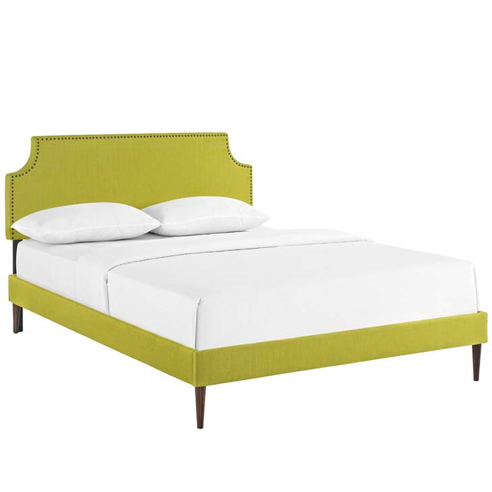 Laura Full Fabric Platform Bed with Round Tapered Legs 5678-WHE