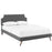 Laura Queen Fabric Platform Bed with Round Splayed Legs 5680-GRY