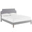 Laura Queen Fabric Platform Bed with Round Tapered Legs 5682-LGR