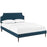 Laura King Fabric Platform Bed with Round Tapered Legs 5688-AZU