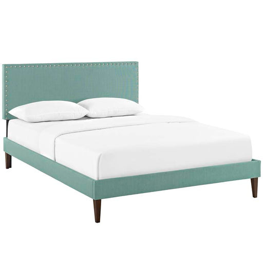 Phoebe Full Fabric Platform Bed with Squared Tapered Legs 5692-LAG