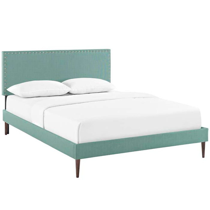 Phoebe Full Fabric Platform Bed with Round Tapered Legs 5694-LAG