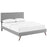 Phoebe King Fabric Platform Bed with Round Splayed Legs 5700-LGR