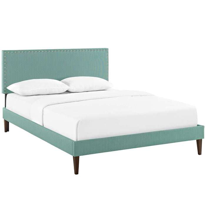 Phoebe King Fabric Platform Bed with Squared Tapered Legs 5702-LAG