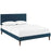 Terisa Full Fabric Platform Bed with Squared Tapered Legs 5708-AZU