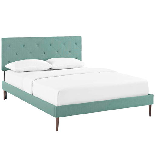 Terisa Full Fabric Platform Bed with Round Tapered Legs 5710-LAG