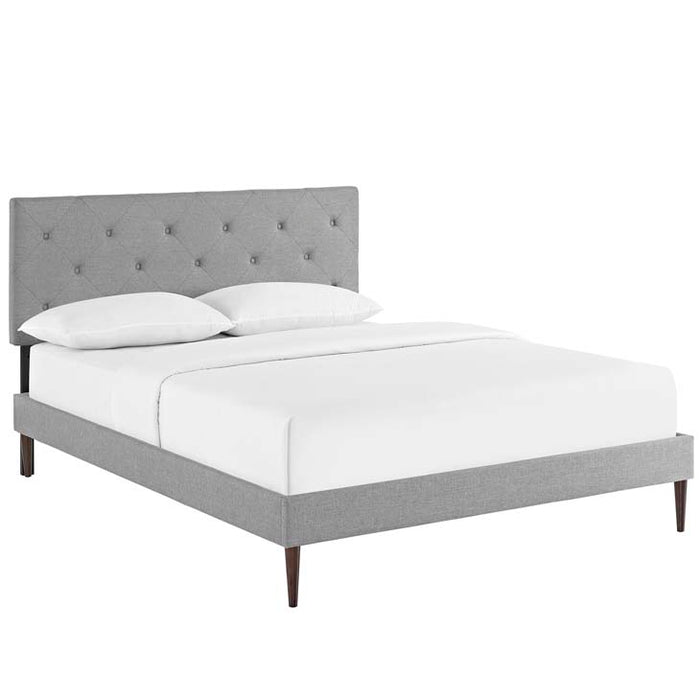 Terisa Full Fabric Platform Bed with Round Tapered Legs 5710-LGR