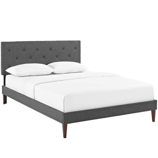 Terisa Queen Fabric Platform Bed with Squared Tapered Legs 5713-GRY