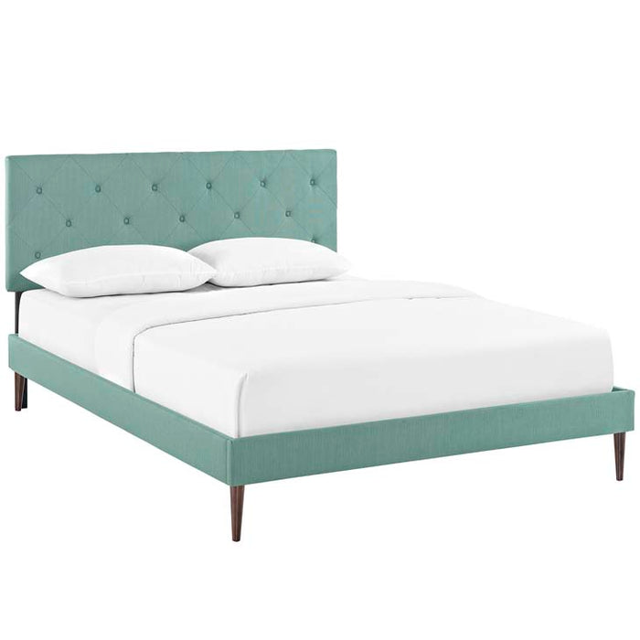 Terisa Queen Fabric Platform Bed with Round Tapered Legs 5714-LAG