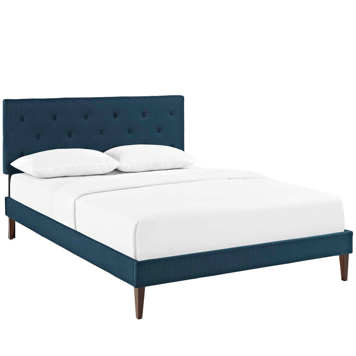 Terisa King Fabric Platform Bed with Squared Tapered Legs 5718-AZU