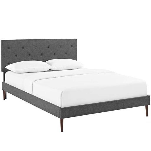 Terisa King Fabric Platform Bed with Round Tapered Legs 5720-GRY