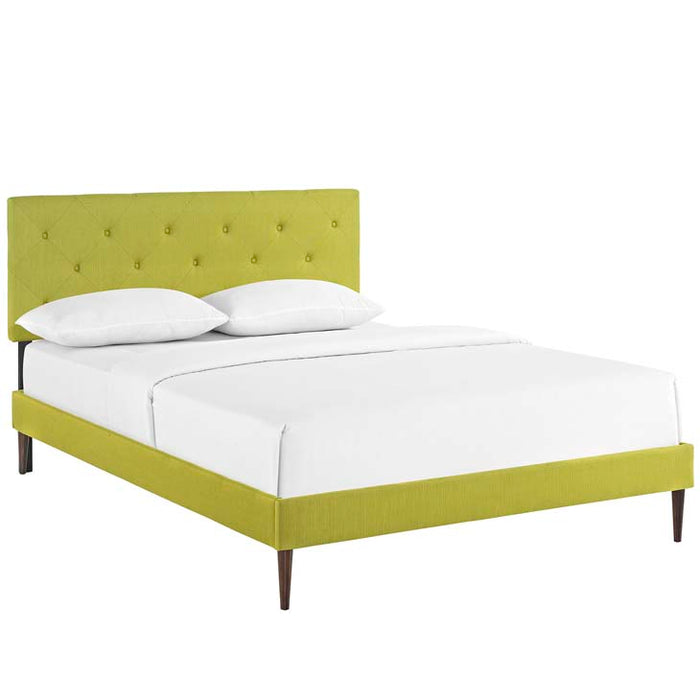 Terisa King Fabric Platform Bed with Round Tapered Legs 5720-WHE