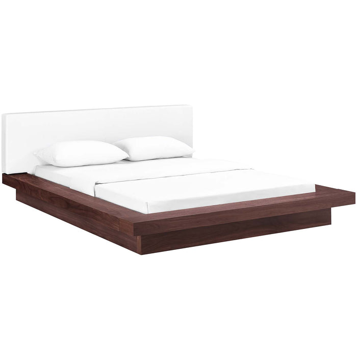 Freja Queen Vinyl Platform Bed 5722-WAL-WHI-SET