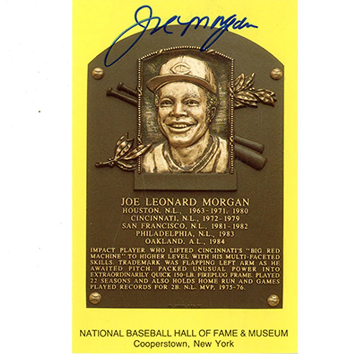 Joe Morgan Signed Hall of Fame Plaque Card (JSA Auth)