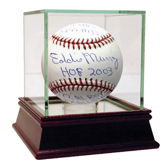 Eddie Murray Signed 5 Inscription Stat OMLB Selig Baseball JSA