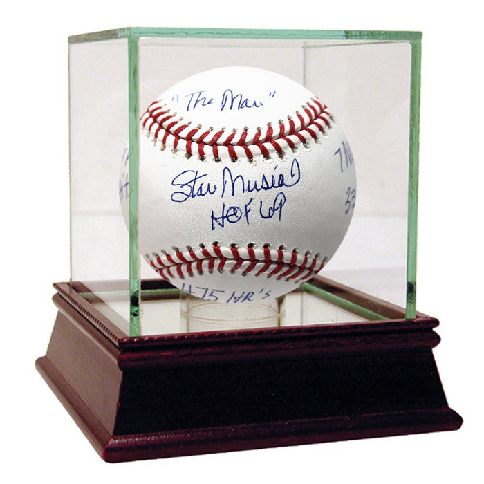 Stan Musial Signed 7 Inscription OMLB Selig Baseball PSA/DNA