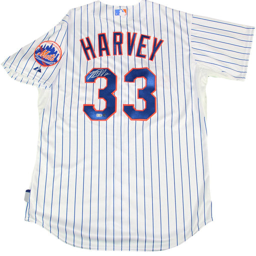 Matt Harvey Signed Mets Majestic Authentic Pinstripe Jersey with Mets Logo Patch (MLB Auth)