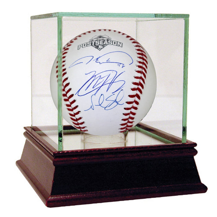 Matt Harvey  Jacob deGrom & Noah Syndergaard Triple Signed 2015 MLB Postseason Logo Baseball (MLB Auth)