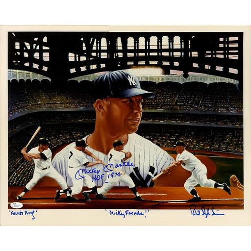Mickey Mantle Signed 16x20 Artist Proof HOF 1974 Inscription (JSA)