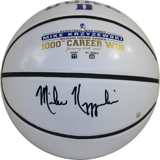 Mike Krzyzewski Signed Coach K 1000th Win Jarden White Panel Basketball Imperfect