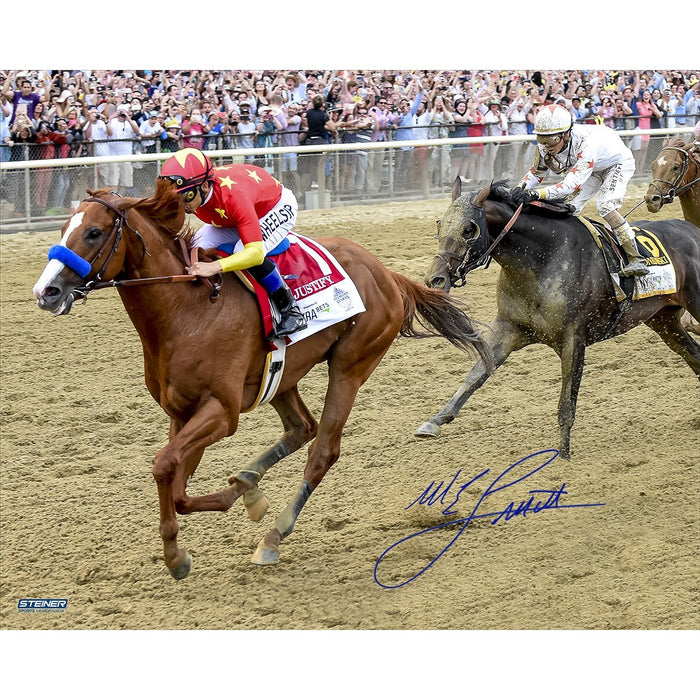 Mike Smith Signed 2018 Belmont Stakes  16x20 Photo