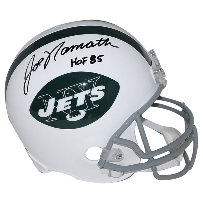 Joe Namath Signed New York Jets Replica Throwback Helmet w/ "HOF 85" Insc