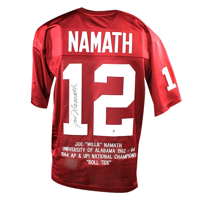 Joe Namath Signed University of Alabama Crimson Custom Jersey with Embroidered Stats