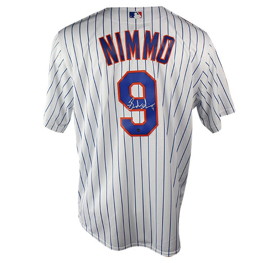 Brandon Nimmo Signed New York Mets Home Pinstripe Replica Cool Base Jersey