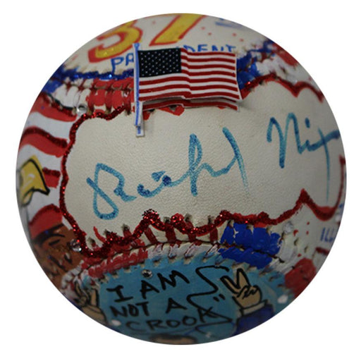 Richard Nixon Signed Charles Fazzino Pop Art Baseball JSA