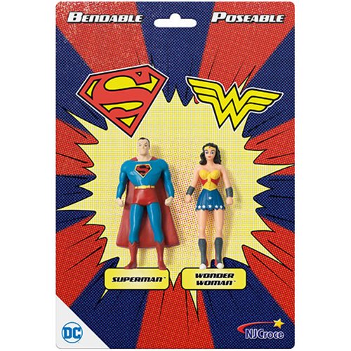 Superman and Wonder Woman 3-Inch Bendable Action Figures    