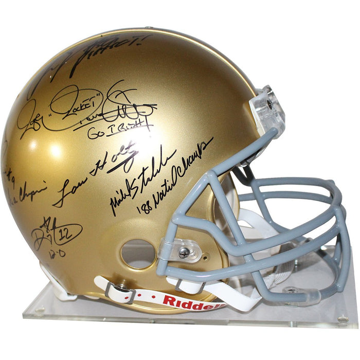 1988 Notre Dame 6 Signature Authentic Helmet (Signed  by Lou Holtz/Rickey Watters/Rocket Ismael/Tony Rice/Chris Zorich/Michael Stonebreaker)LE 88