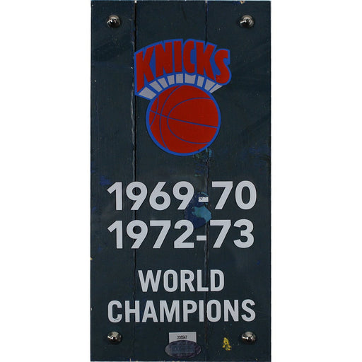 New York Knicks Authentic 4x8 Piece of 1973 MSG Court w/ Championship Banner Plexi