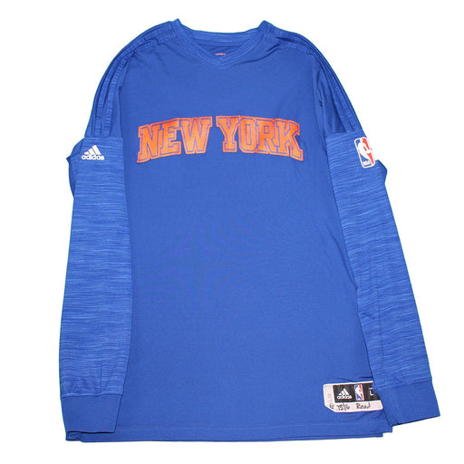 Cleanthony Early New York Knicks 2015-16 Game Used #11 Blue Long Sleeve Warmup Shirt (XL)