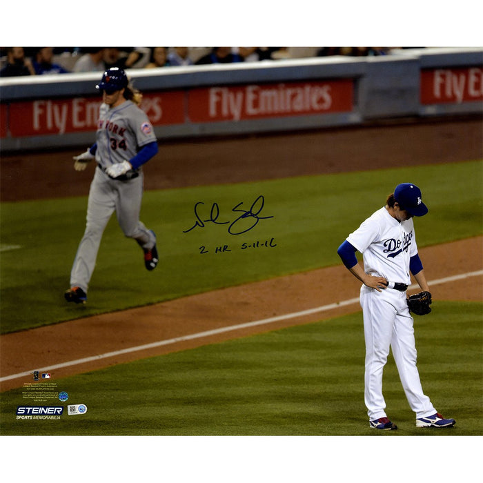 Noah Syndergaard Signed 2nd Home Run vs. Dodgers 16x20 Photo w/ "5/11/16 2 HR's" Insc