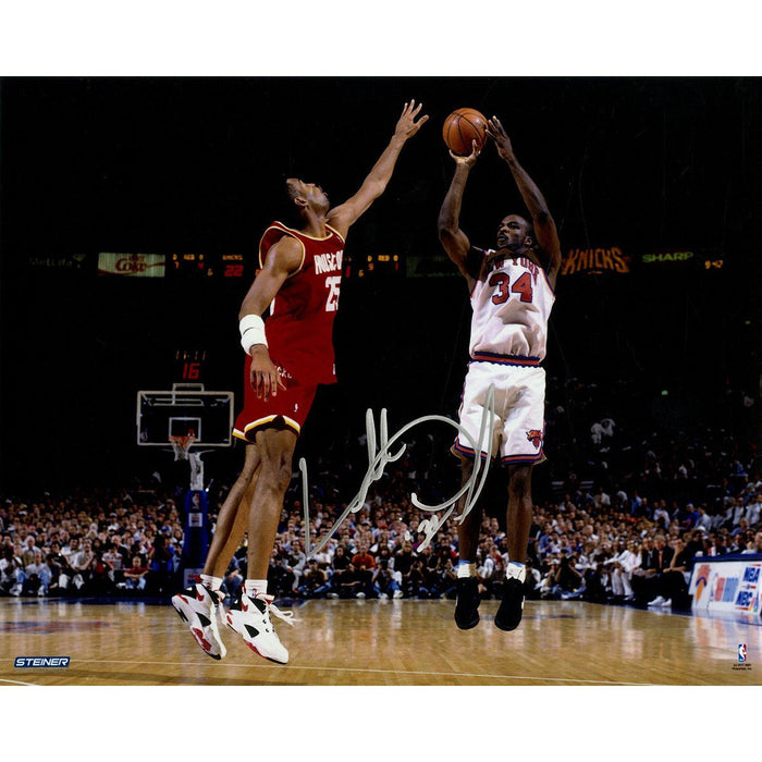 Charles Oakley Signed Jumpshot vs Houston Horizontal 8x10 Photo