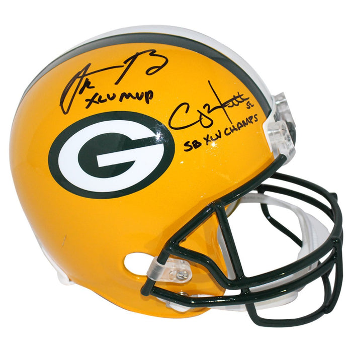 Aaron Rodgers/Clay Matthews Dual Signed Green Bay Packers Replica Helmet w/ "XLV MVP" & "SBXLV Champs" Inscriptions (L/E of 12)