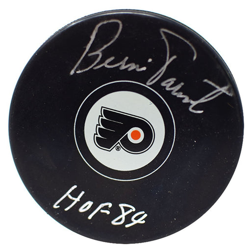 Bernie Parent Signed Philadelphia Flyers Puck w/ "HOF" Insc