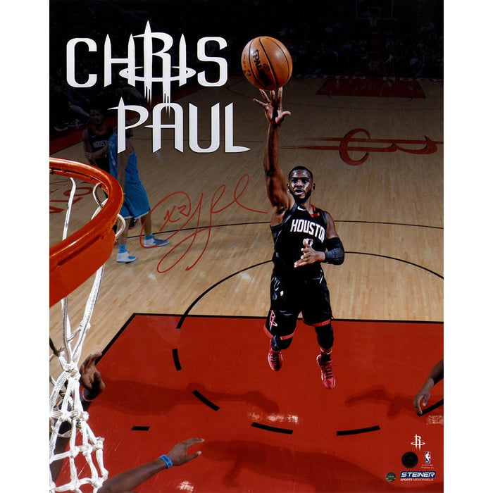 Chris Paul Houston Rockets Signed 'Shot in Lane Vs. Charlotte' 16x20 Photo (Signed in Red)