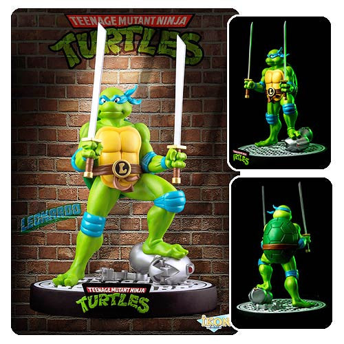 TMNT Leonardo on Defeated Mouser Statue                     