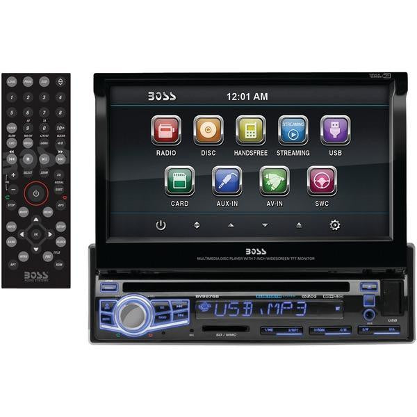 Boss Audio Bv9976b 7" Single-din Flip-up Dvd-mp3-cd & Am-fm Receiver With Bluetooth(r)