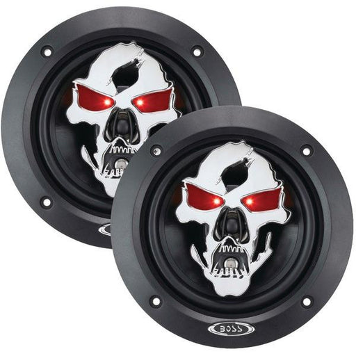 Boss Audio Sk553 Phantom Skull 3-way Black Injection Cone Speakers With Custom Tooled Skull Cover