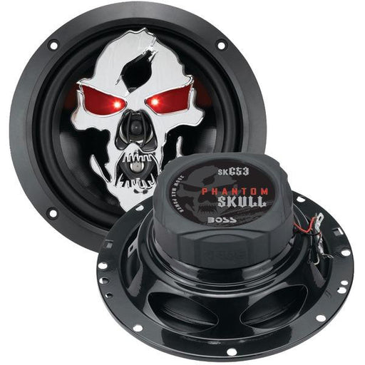 Boss Audio Sk653 Phantom Skull 3-way Black Injection Cone Speakers With Custom Tooled Skull Cover