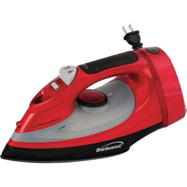 Brentwood Mpi-58 Full-size Stream, Spray & Dry Iron (1,400w; Red With Cord Storage)