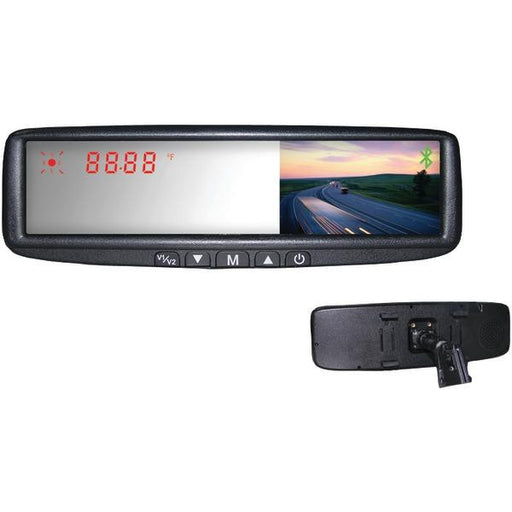 Boyo Vtb45m 4.3" Digital Tft Lcd Mirror Monitor With Dual Mounting Solution, Bluetooth(r) & Compas