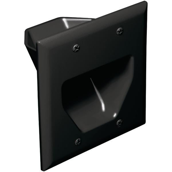 Datacomm Electronics 45-0002-bk 2-gang Recessed Cable Plate (black)